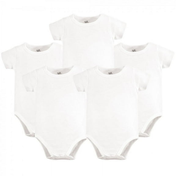 Touched by Nature Organic Cotton Bodysuits 5pk, White, 0-3 Months