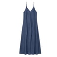 thumbnail image 6 of Summer Dresses for Women Casual Backless Spaghetti Strap V Neck Loose Flowy Beach Vacation Maxi Cotton Linen Dress,Sizes S-2XL, 6 of 6