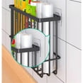 thumbnail image 3 of Topboutique Kitchen Wrap Organizer Rack Wall Adhesive Storage Basket Cabinet Door Organizer Metal Basket Shelf Bathroom Storage Holder for Cutting Board Holder Tin Foil Wax Paper No Drilling,Black, 3 of 7