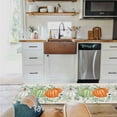 thumbnail image 5 of Fall Green Pumpkin Kitchen Mat Set 2 Pcs, Thanksgiving Rustic Beige Non Slip Kitchen Rugs and Mats, Eucalyptus Leaf Washable Kitchen Runner Rug Sets for Hallway Laundry Decor, 17"x30"+17"x47", 5 of 6