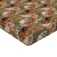 thumbnail image 4 of Ambesonne Floral Fitted Sheet, Flowers Roses Spring Season, Twin Size, Sage Green Apricot and Pink, 4 of 5