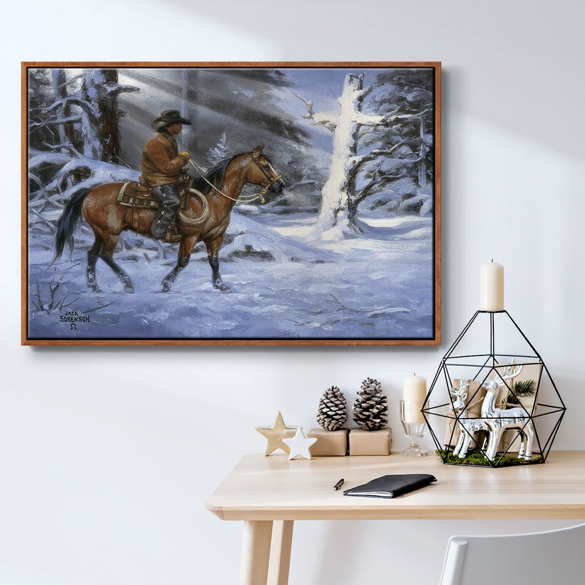Silent Night, Holy Night - Framed Gallery Wrapped Holiday Canvas - 17 x 25 - Rosewood Frame