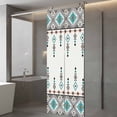 thumbnail image 4 of Teal Black Boho Window Privacy Film, Vintage Ethnic Tribe Abstract Art Retro Static Cling UV Sun Blocking Tint Film Heat Control Windows Films for Bedroom Bathroom, Window Stickers 23.6"x59", 4 of 8