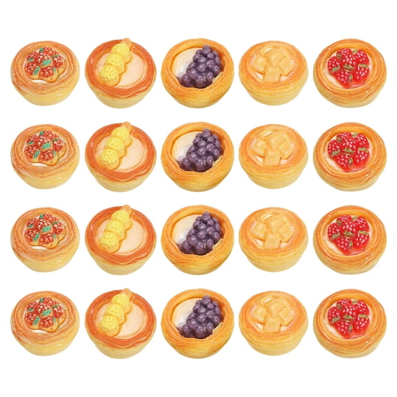 Uxcell Dollhouse Miniature Food, Cute Mixed Fruit Desserts Figures Toys Mini Resin Foods for Pretend Play Kitchen Cooking Game & Doll House Decor (Mixing Colors, 20pcs)