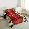 thumbnail image 3 of Manfei Boys Racing Car King Size Comforter Sets,Extreme Sports Bedding Comforter Set,White Black Plaid Bedding Set For Kids Teens,Super Cozy Room Decor Reversible,3pcs, 3 of 8