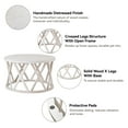 thumbnail image 7 of COZAYH Farmhouse Coffee Table, Rustic Round Coffee Table with X-Motifs Legs, Wood Textured Top, for Boho, French Country Decor, Antique White, 7 of 7