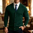 thumbnail image 5 of Men's V Neck Knit Cardigan, Single Breasted Long Sleeve, Regular Fit, Business Casual Outerwear For Male, 5 of 9