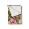 thumbnail image 2 of Shabby Flora Soft Flannel Fleece Throw Blanket, Romantic Retro Floral Composition Grunge Wedding Corsage Artwork, Cozy Plush for Indoor and Outdoor Use, 60" x 80", Green Pink Pale Pink, by Ambesonne, 2 of 6