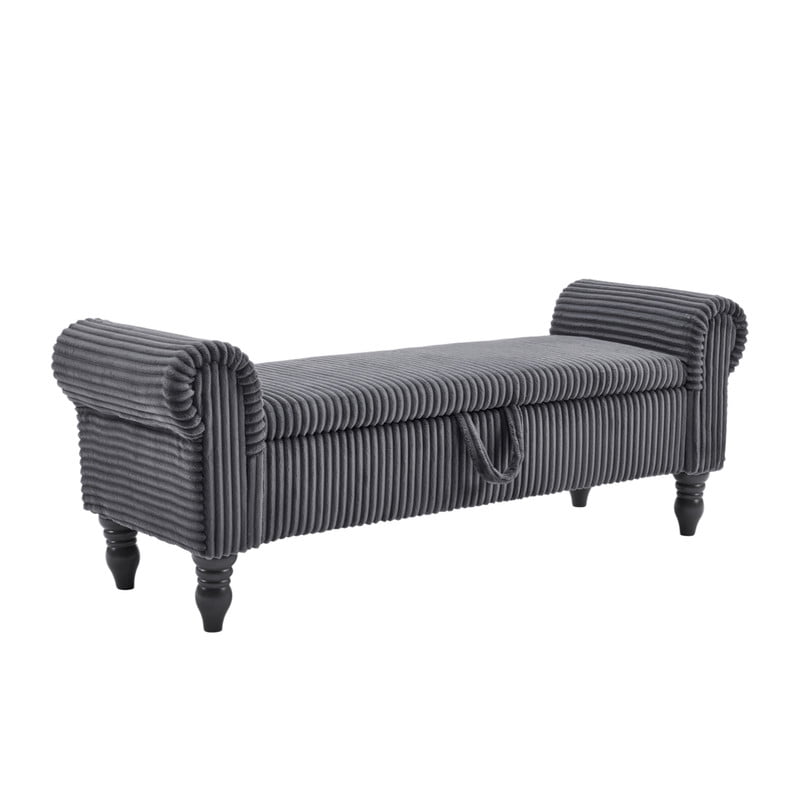 51.5'' Upholstered Corduroy Storage Ottoman Bench with Hinged Lid, Freestanding Bench Bed End Hidden Storage Footrest