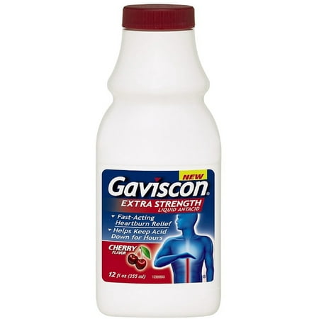 Gaviscon Extra Strength Liquid Antacid, Cherry Flavor 12 oz (Pack of