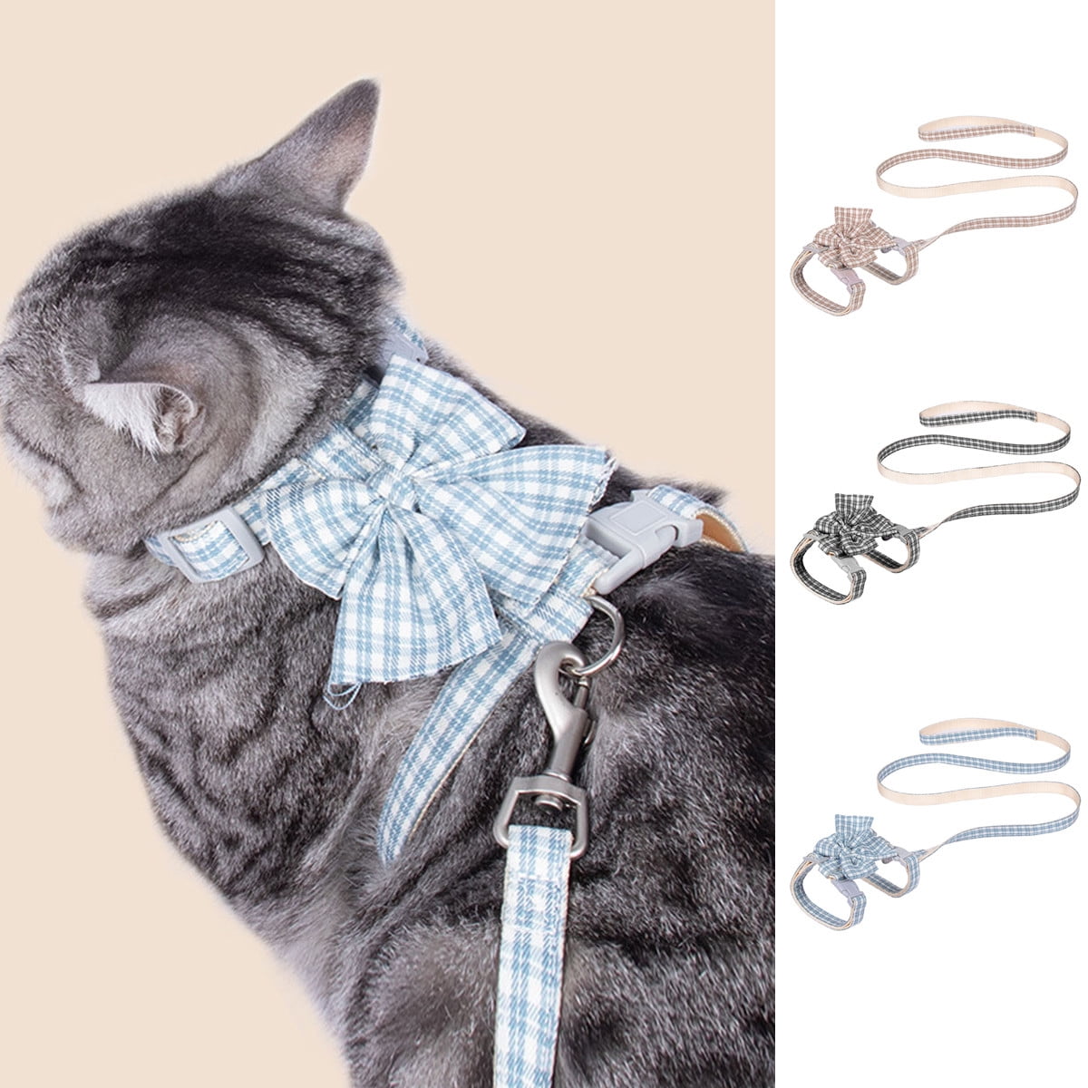 Pet Enjoy Cat Harness Leash with Bowknot,Escape Proof Adjustable Kitten