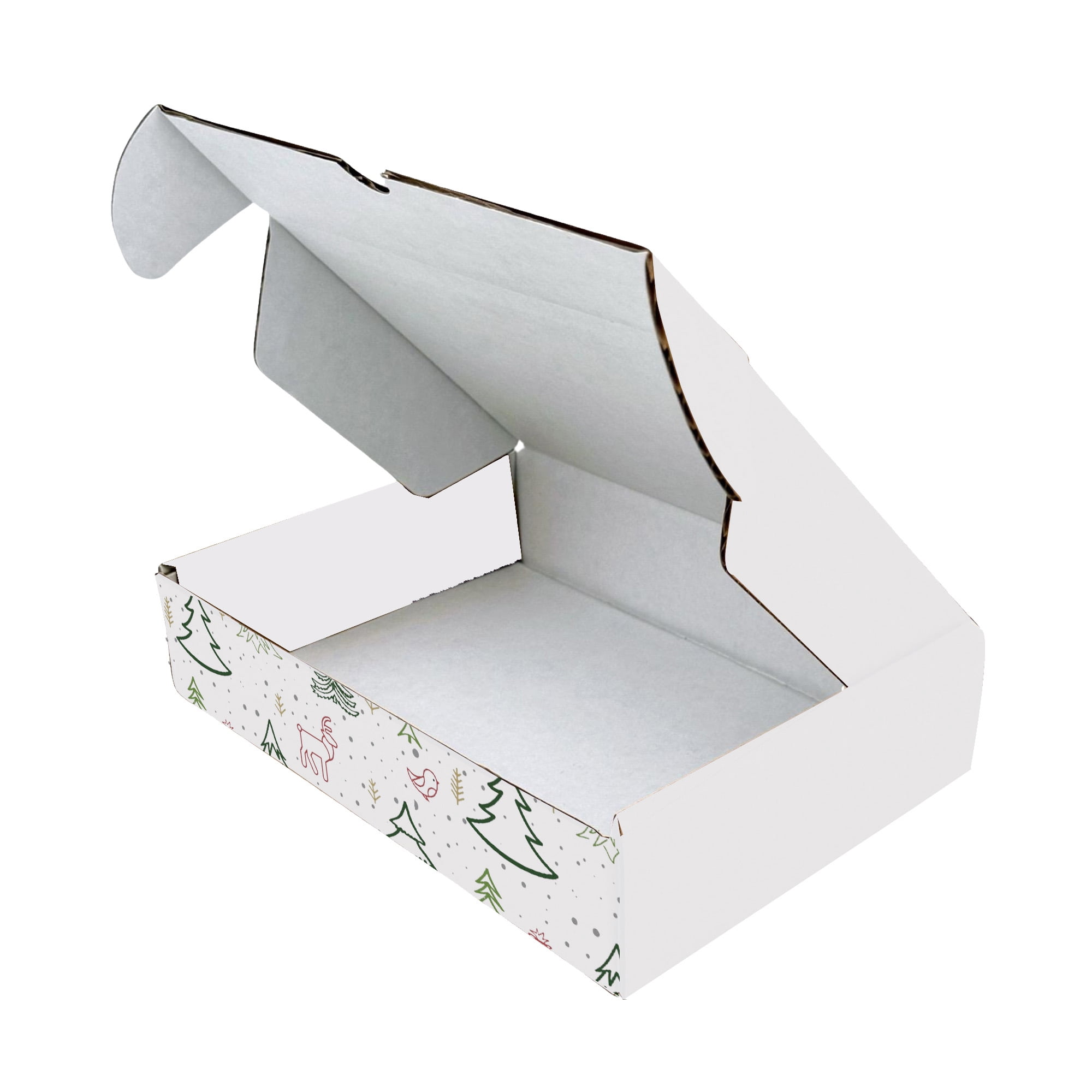 Ucanpack Made In USA 1/8” Thick Christmas Mailer Box 50 Pcs, White X-Mas Forest Theme Cute Boxes For Small Business, Tuck Top Mailer Boxes, 10x5x5" Literature Mailer, Moving Carton