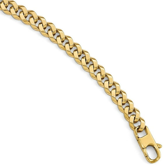 14K Yellow Gold bracelet Men's 8 in 7.0mm Beveled Curb