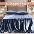 thumbnail image 2 of Elegant Comfort Luxurious 4-Piece Silky Satin Sheet Set Cooling Soft Satin Sheet Set, Twin XL, Navy Blue, 2 of 5