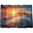 thumbnail image 2 of GZHJMY Sunset Beach Half Window Tier Curtains 36 Inch Blackout Thermal Insulating Kitchen Linen Tier Curtains for Kitchen,Bathroom,Cafe, 2 of 7