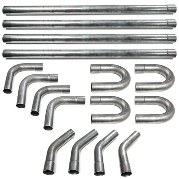 Krator 2.25" Mild Steel DIY Custom Mandrel Exhaust Pipe Straight & Bend Kit - 48" Straight, 90 Degree, 45 Degree, 180 Degree U-Bends Pipes