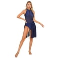 thumbnail image 1 of iiniim Costume de Danse Lyrique pour Femmes Sans Manches Col Halter Justaucorps Robe Fluide en Tulle Bleu Marine G, 1 of 7