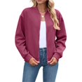 thumbnail image 2 of Wevis Autumn Zip Up Jacket for Women Long Sleeve Stand Collar Short Coat Casual Loose Fall Coat, 2 of 6