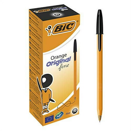 BIC Orange Original Fine Ballpoint Pens Fine Point (0.8 mm) - Black, Box of 20