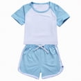 thumbnail image 2 of kpoplk Toddler Girl Clothes Summer Cotton Print T-Shirt and Jeans Shorts Set Casual Girls 2 Piece Outfits Sets 2T-8Y(Light Blue,5-6 Y), 2 of 5