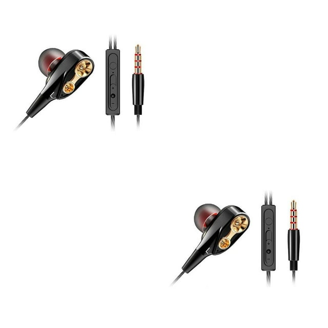 Transemion CK8 Earphone Double Unit Drive 3.5mm In Ear Headset Dual-Dynamic HiFi Wired Gaming Music Microphone Earbuds 4 Colors Black 1.2m 2Set