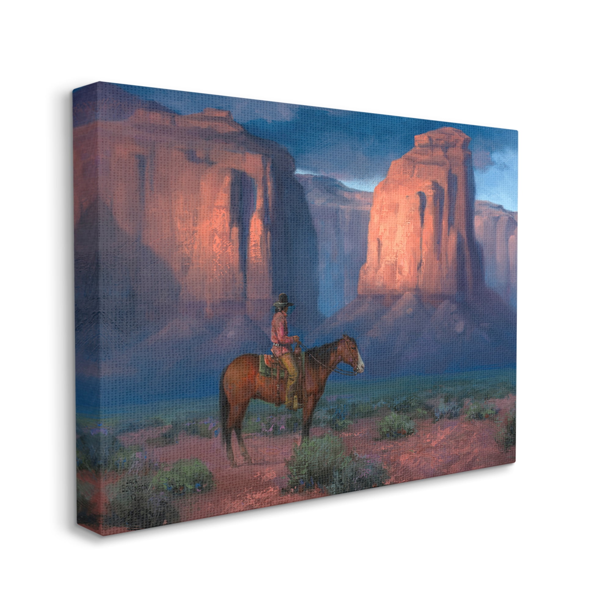 Stupell Industries Cowboy Riding Old Wild West Arid Grand Canyon ,48 x 36, Design by Jack Sorenson