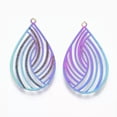 thumbnail image 2 of U8MO 50pcs Colorful Vacuum Plating 201 Stainless Steel Filigree Pendants 23~48.5mm-Teardrop, 2 of 2