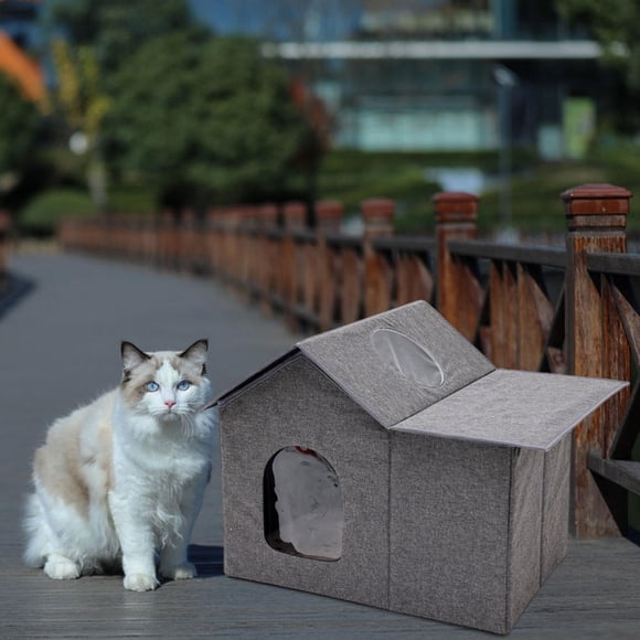 Refugio para mascotas, casa cálida para al aire libre, base antideslizante, cama plegable para gatos, casa para mascotas para porches