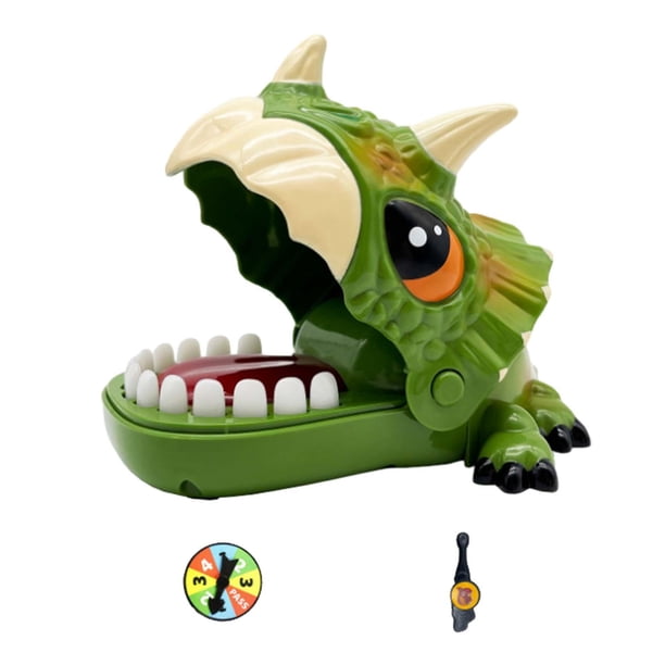 Juego familiar de mordedura de dedo de dinosaurio, juego de mesa, clásico portátil Verde