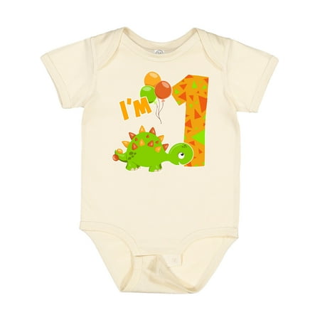 

Inktastic Happy Dinosaur First Birthday-green Gift Baby Boy or Baby Girl Bodysuit