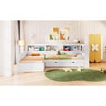 thumbnail image 5 of Miekor Furniture Wood Twin Size L-shaped Platform Bed with Trundle and a Drawer, White MK4089, 5 of 12
