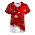 thumbnail image 4 of Midsumdr Womens Scrub Tops Christmas Short Sleeve V-neck Tops Snow Printed Working Uniform Blouse Tops with Pockets, 4 of 4