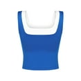 thumbnail image 3 of ATHLECHIC Top de tanque corto ajustado para mujer, con escote cuadrado y bloque de color, camisón deportivo para el verano, color azul real, 3 of 5