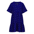 thumbnail image 6 of LOVZFMLL Summer Dresses for Women Casual Loose V Neck Short Sleeve Mini Dress Ruffle Swing Polka Dot/Boho Floral Print Beach Sundress Navy B S, 6 of 7