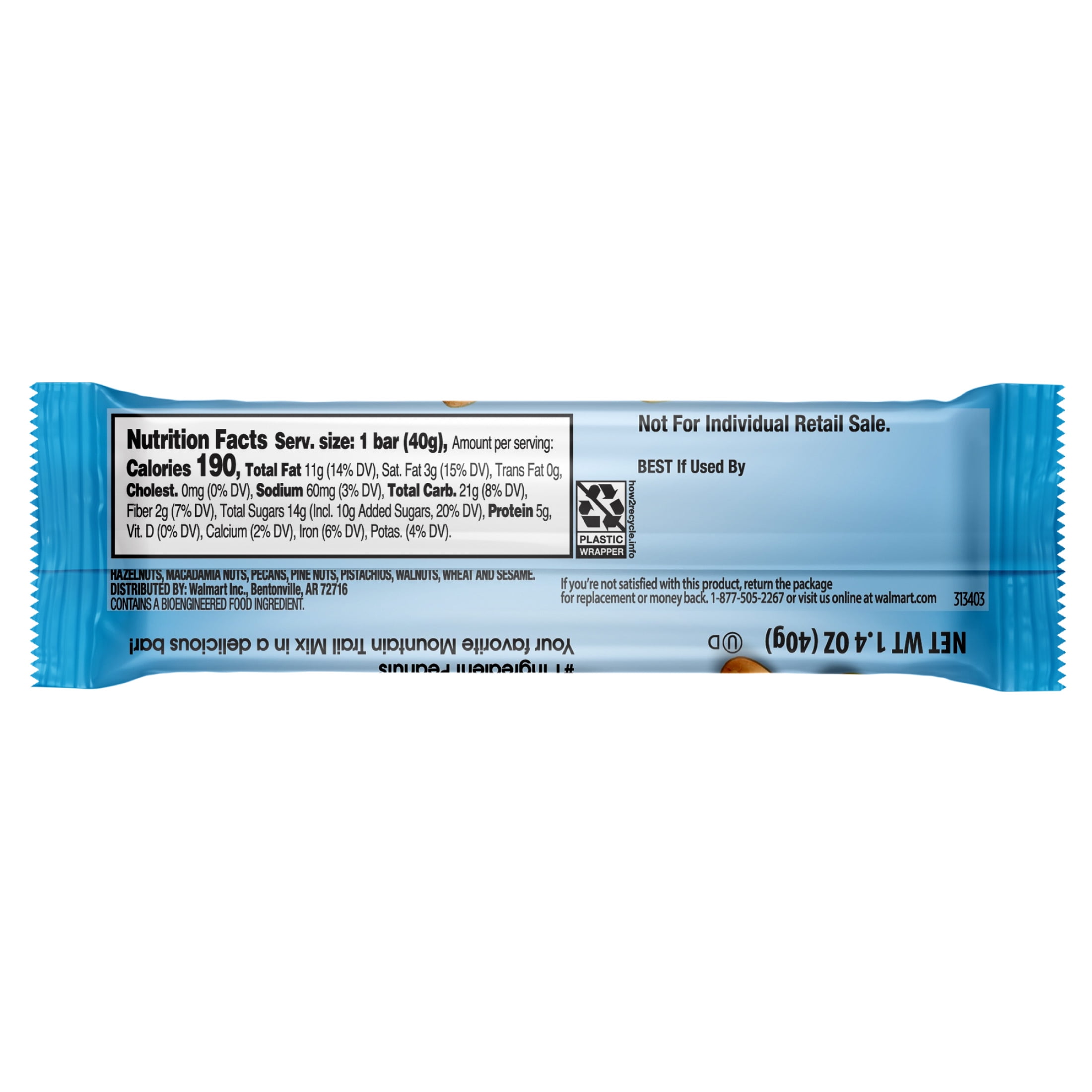 Great Value Mountain Trail Mix Nut Bar, 1.4 oz, 5 Count