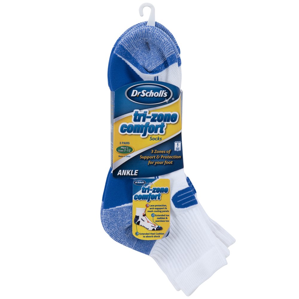 Dr. Scholl's Men's TriZone Comfort Ankle Socks 3 Pack Walmart