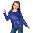 thumbnail image 2 of UACY Girls Sequins Shirt Long Sleeve Crew Neck Plain Sparkle Tops Kids Toddler School Casual Soft T Shirt Pullover Clothes (Blue, 14-15 Years), 2 of 5