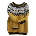 thumbnail image 4 of Iyufng Sweaters for Women Plus Size Long Sleeve Raglan Crew Neck Casual Vintage Print Knitted Pullover Jumper Tops Yellow,L, 4 of 4