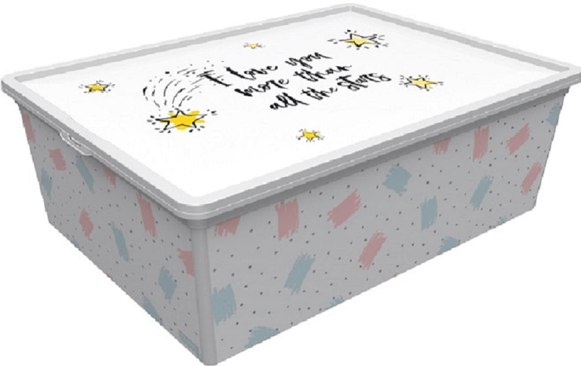 Qutu Plastic Storage Box Cute Moon Trend Box 25L, use by Adult and Teens