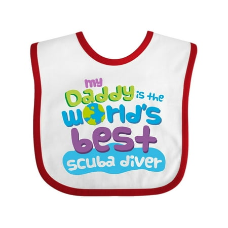 My Daddy is the World's Best Scuba Diver Baby Bib White/Red One (Best Scuba Locations In The World)