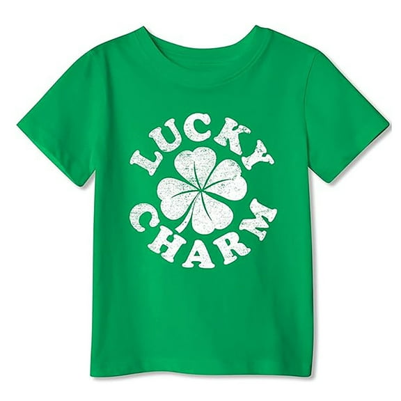 Shamrock Irish T-Shirts for Kids St Patricks Day Short Sleeve Casual Round Neck Soft Comfortable Spring Summer Boys and Girls Pullover Green 10-12 Years