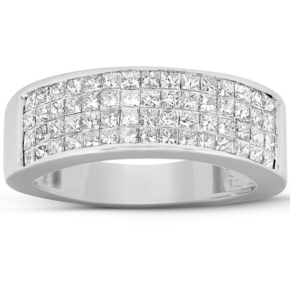 Pompeii 2 Ct Diamond Princess Cut Mens Bling Wedding Anniversary Ring 10k White Gold