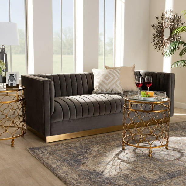 Baxton Studio Aveline Glam / Luxe Velvet Upholstered Sofa - Walmart.com