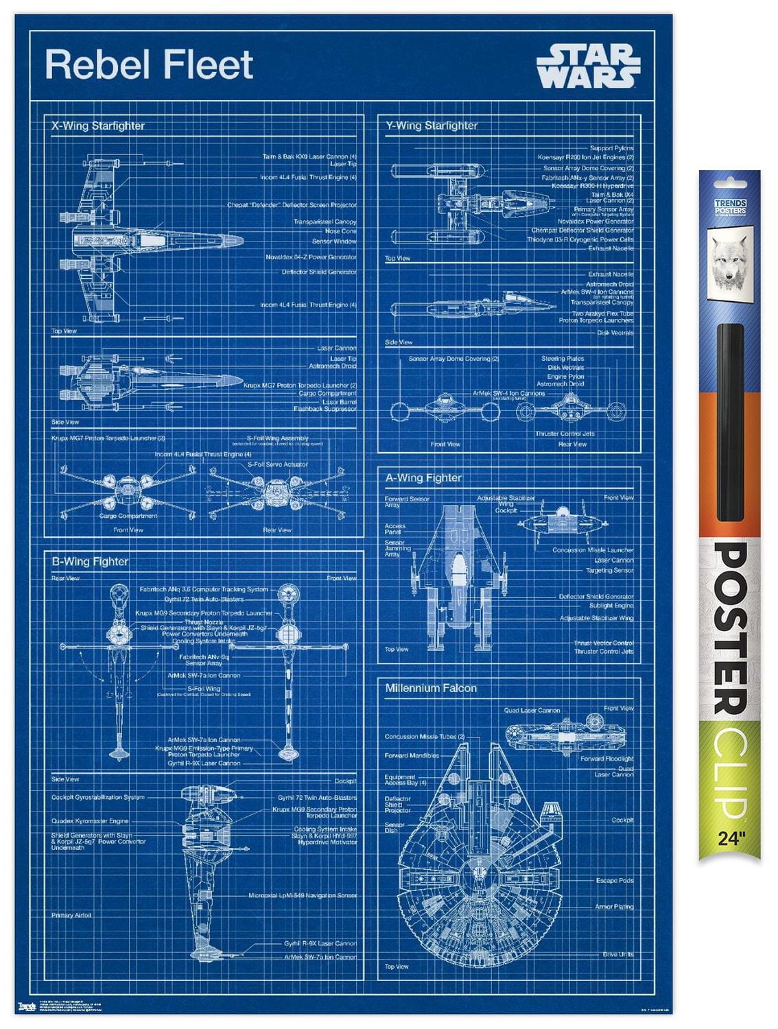 Star Wars: Saga - Rebel Blueprint Wall Poster, 22.375" x 34"