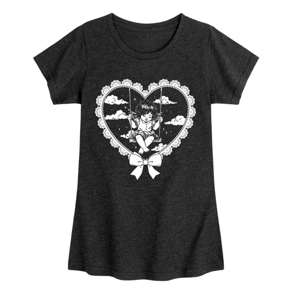 Instant Message - Cherub Heart Swing Fitted Short Sleeve Graphic T-Shirt