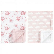 Luvable Friends Girls' Elephant Print Soft Mink Baby Blanket (2 Count)