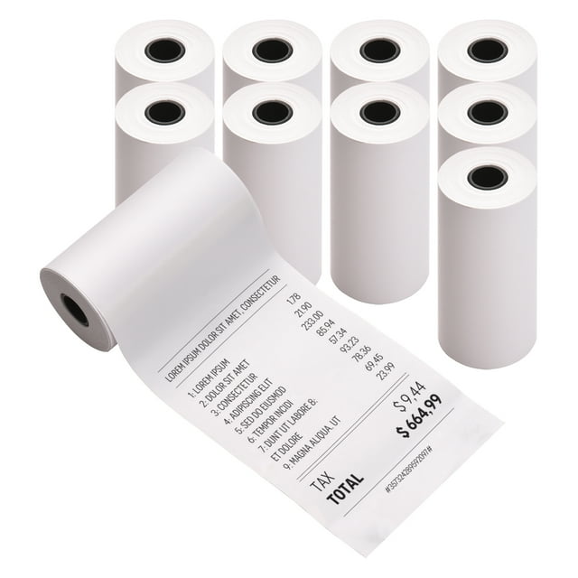 10 rollos 57x30mm Papel térmico directo Papel blanco para impresión de recibos No adhesivo Sin BPA I Irfora Papel térmico / 10 rollos