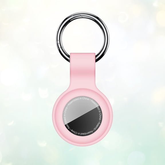 Pink Silicone AirTag Keychain Case Holder with Key Ring Compatible with Apple AirTag GPS Tracker