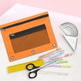 thumbnail image 5 of 12PCS Orange Three-Hole Pencil Case Oxford Cloth Single Zipper Binder Pouch with Transparent Compartment for Campus Office Virelaxpo, 5 of 5