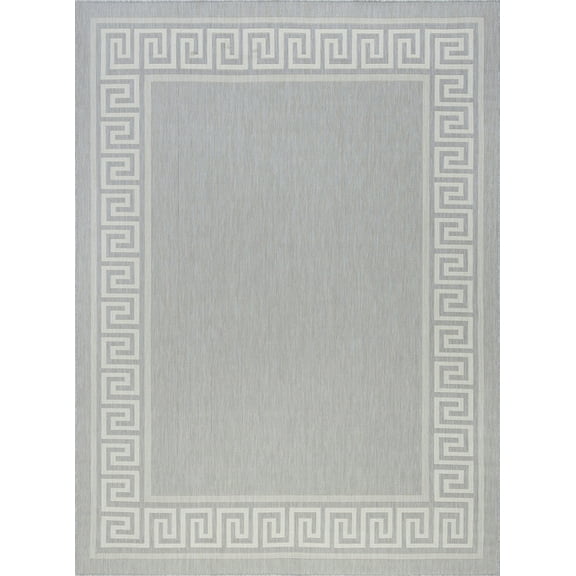 Tayse Eco Area Rug ECO1004 Transitional Gray Angled Curls 5' 3" x 7' 3" Rectangle